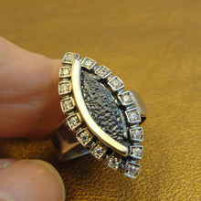 Load image into Gallery viewer, Hadar Designers Lava Zircon Ring 9k Yellow Gold Sterling Silver sz 7, 7.5 (ms)y