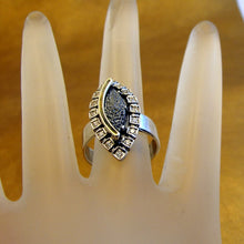 Load image into Gallery viewer, Hadar Designers Lava Zircon Ring 9k Yellow Gold Sterling Silver sz 7, 7.5 (ms)y