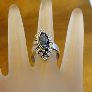 Hadar Designers Lava Zircon Ring 9k Yellow Gold Sterling Silver sz 7, 7.5 (ms)y
