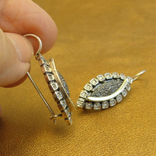 Load image into Gallery viewer, Hadar Designers Black Lava Zircon Earrings 9k gold 925 Silver Handmade Art (MS)y