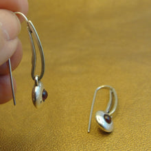 Load image into Gallery viewer, Hadar Designers red garnet earrings 9k gold 925 silver long handmade (ms 1807)y
