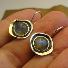 Load image into Gallery viewer, Hadar Designers Labradorite Earrings 9k Yellow Gold 925 Sterling Silver (ms 1608