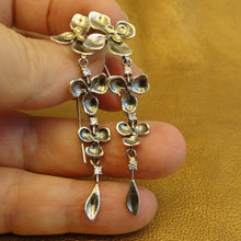 Load image into Gallery viewer, Earrings 9k Yellow Gold 925 Silver Floral  Handmade Hadar Designers (MS 1631b)