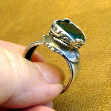 Load image into Gallery viewer, Hadar Designers Emerald Zircon Ring 925 Sterling Silver 7.5, 8 Handmade (H) Last