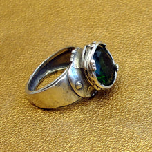 Load image into Gallery viewer, Hadar Designers Emerald Zircon Ring 925 Sterling Silver 7.5, 8 Handmade (H) Last