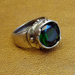 Hadar Designers Emerald Zircon Ring 925 Sterling Silver 7.5, 8 Handmade (H) Last