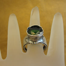 Load image into Gallery viewer, Hadar Designers Emerald Zircon Ring 925 Sterling Silver 7.5, 8 Handmade (H) Last