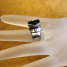 Load image into Gallery viewer, Hadar Designers Emerald Zircon Ring 925 Sterling Silver 7.5, 8 Handmade (H) Last