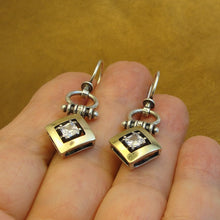 Load image into Gallery viewer, Hadar Designers White Zircon Earrings 9k Yellow Gold Sterling Silver Handmade(MS