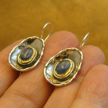 Load image into Gallery viewer, Hadar Designers Blue Kyanite Earrings 9k Yellow Gold Sterling Silver (ms 1471)y