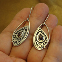 Load image into Gallery viewer, Hadar Designers Red Garnet Drop Earrings Handmade 925 Sterling Silver (ms 1912)y