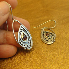 Load image into Gallery viewer, Hadar Designers Red Garnet Drop Earrings Handmade 925 Sterling Silver (ms 1912)