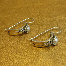 Load image into Gallery viewer, Hadar Designers White Pearl Earrings J Hoop 9k Yellow Gold Sterling Silver (ms)y