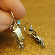 Load image into Gallery viewer, Opal Earrings 9k Yellow Gold 925 Silver Handmade Artistic Hadar Designers ()Last