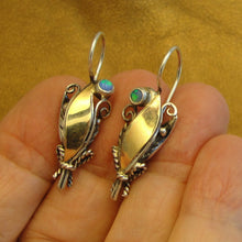 Load image into Gallery viewer, Opal Earrings 9k Yellow Gold 925 Silver Handmade Artistic Hadar Designers ()Last