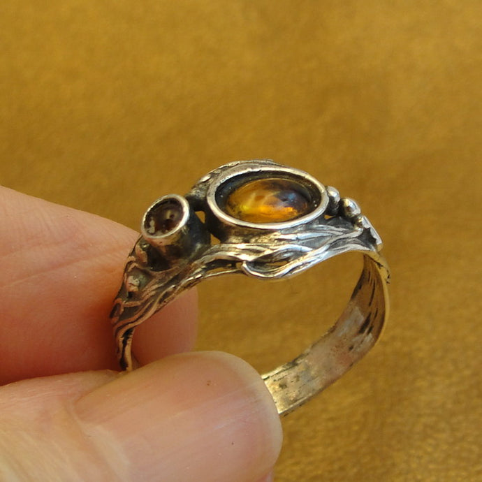 Hadar Designers Baltic Amber Ring 7,8,9 Sterling Silver 925 NEW Handmade (H)Last