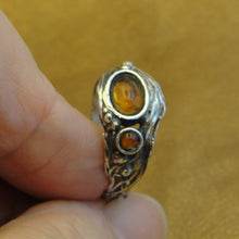 Load image into Gallery viewer, Hadar Designers Baltic Amber Ring 7,8,9 Sterling Silver 925 NEW Handmade (H)Last