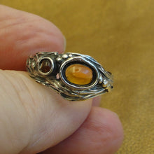 Load image into Gallery viewer, Hadar Designers Baltic Amber Ring 7,8,9 Sterling Silver 925 NEW Handmade (H)Last