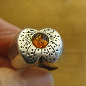 Hadar Designers Baltic Amber Ring 7.5,8 Handmade 925 Sterling Silver (H)yogr