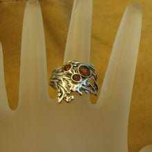 Load image into Gallery viewer, Hadar Designers Sterling Silver Amber Peacock Ring sz 6,7,8,8.5,9 Handmade (H