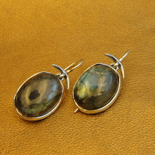 Load image into Gallery viewer, Hadar Designers Labradorite Earrings 9k Yellow Gold Sterling Silver (ms 1890)Y