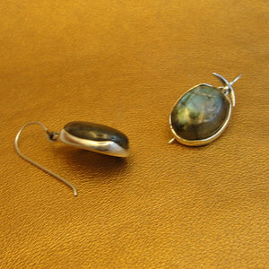 Hadar Designers Labradorite Earrings 9k Yellow Gold Sterling Silver (ms 1890)Y