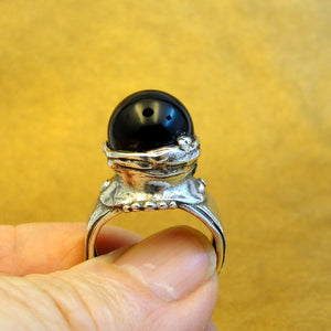 Hadar Designers Black Onyx Ring 925 Sterling Silver 7,8,9,10 Handmade Art (H) y