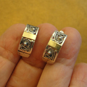 Hadar Designers Filigree Earrings 9K Yellow Gold Sterling Silver Handmade ()LAST