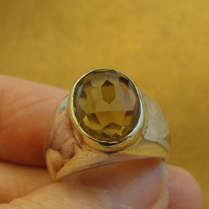 Hadar Designers Smokey Ring 9k Yellow Gold Sterling Silver 7, 7.5 Handmade()LAST