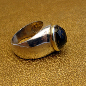 Hadar Designers Smokey Ring 9k Yellow Gold Sterling Silver 7, 7.5 Handmade()LAST