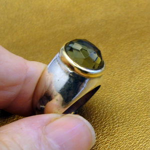 Hadar Designers Smokey Ring 9k Yellow Gold Sterling Silver 7, 7.5 Handmade()LAST