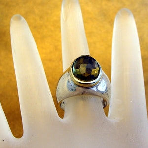 Hadar Designers Smokey Ring 9k Yellow Gold Sterling Silver 7, 7.5 Handmade()LAST