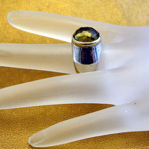 Hadar Designers Smokey Ring 9k Yellow Gold Sterling Silver 7, 7.5 Handmade()LAST