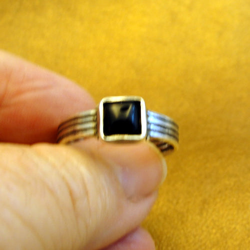Hadar Designers Black Onyx Ring 925 Sterling Silver 10, 10.5 Handmade Art ()LAST