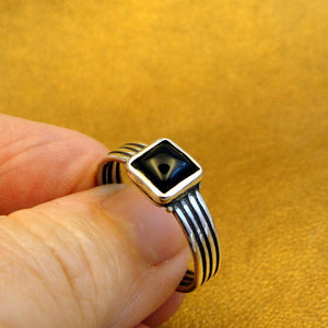 Hadar Designers Black Onyx Ring 925 Sterling Silver 10, 10.5 Handmade Art ()LAST