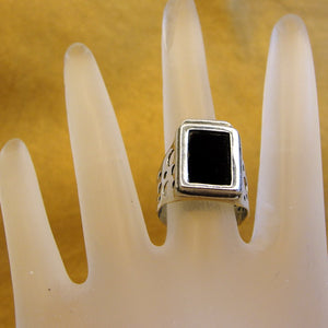 Onyx Ring 925 Sterling Silver Size 7,7.5 Handmade Hadar Designers (H)Last
