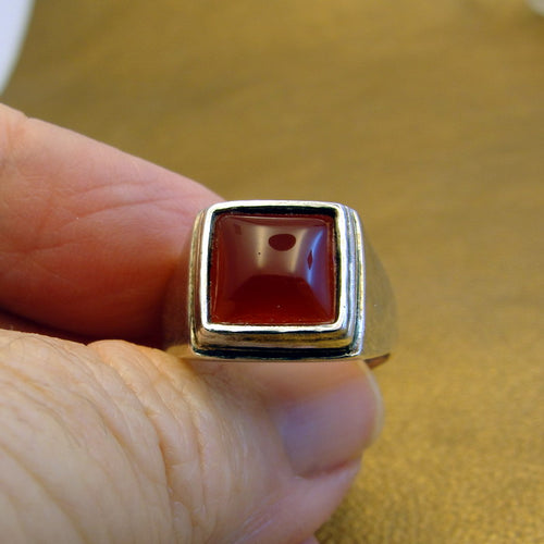 Hadar Designers Carnelian Ring size 8.5 Sterling Silver 925 Handmade (H) Last