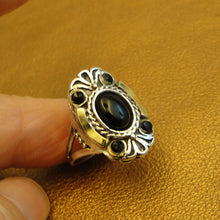 Load image into Gallery viewer, Hadar Designers Black Onyx Ring sz 7 Handmade 9k Yellow Gold 925 Silver () Last