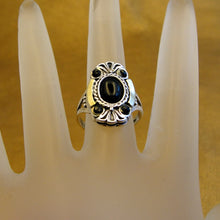 Load image into Gallery viewer, Hadar Designers Black Onyx Ring sz 7 Handmade 9k Yellow Gold 925 Silver () Last