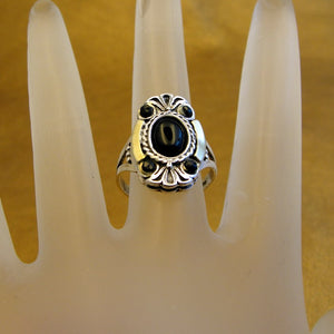 Hadar Designers Black Onyx Ring sz 7 Handmade 9k Yellow Gold 925 Silver () Last