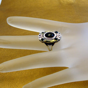 Hadar Designers Black Onyx Ring sz 7 Handmade 9k Yellow Gold 925 Silver () Last