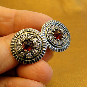 Hadar Designers Red Garnet Zircon French Earrings Sterling Silver Beauty ()Last
