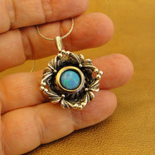 Load image into Gallery viewer, Hadar Designers Blue Opal Pendant 9k Yellow Gold 925 Silver Handmade (MS 1591)y