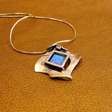 Load image into Gallery viewer, Hadar Designers Blue Opal Pendant 9k Yellow Gold 925 Silver Handmade Art (ms 351