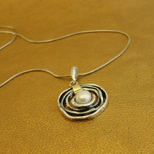 Load image into Gallery viewer, Hadar Designers 9k Yellow Gold Sterling Silver White Pearl Pendant (ms 1447)y