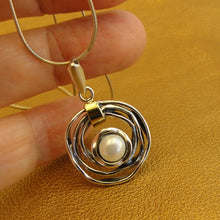 Load image into Gallery viewer, Hadar Designers 9k Yellow Gold Sterling Silver White Pearl Pendant (ms 1447)y