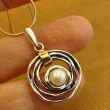 Load image into Gallery viewer, Hadar Designers 9k Yellow Gold Sterling Silver White Pearl Pendant (ms 1447)y