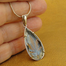 Load image into Gallery viewer, Rock Crystal Pendant 925 Sterling Silver Leaf  Handmade Hadar Designers  ()y