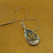 Load image into Gallery viewer, Rock Crystal Pendant 925 Sterling Silver Leaf  Handmade Hadar Designers  ()y