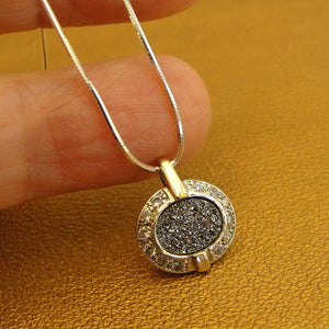 Hadar Designers Druzi Pendant zircon 9k Yellow Gold 925 Silver Handmade (ms)y